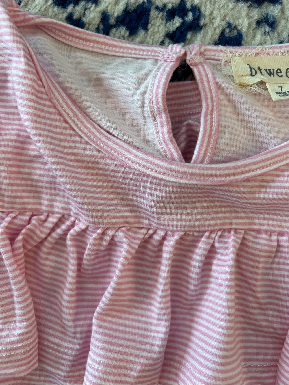 btween Pink & White Striped Ruffle Cold-Shoulder Top - Picture 5 of 6